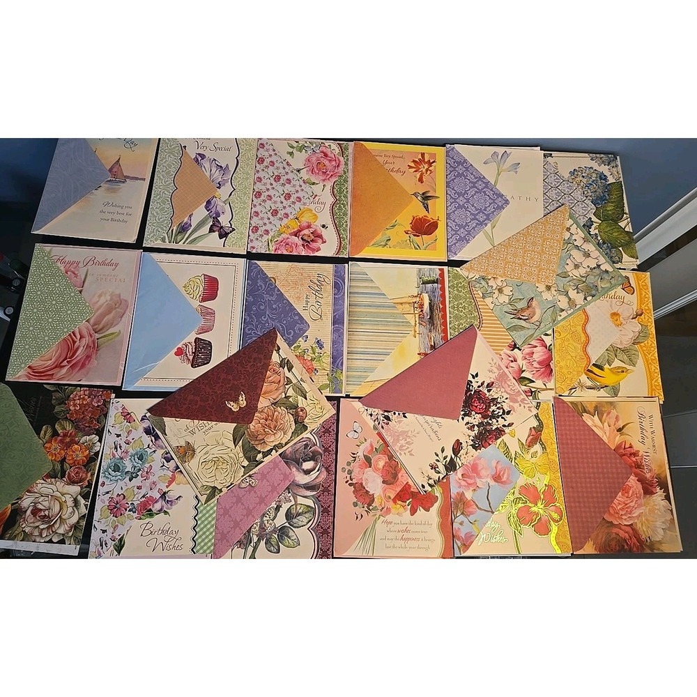 Assorted Birthday Cards & Envelopes Lot Of 21 Greeting Cards New Vibrant Design